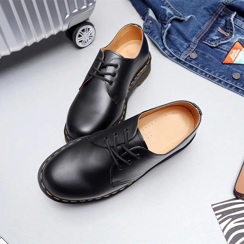 Новые ботильоны для мужчин и женщин, повседневная обувь для пар, классическая модная кожаная обувь с низким верхом в стиле ретро, противоскользящая, износостойкая обувь для мотоциклистов