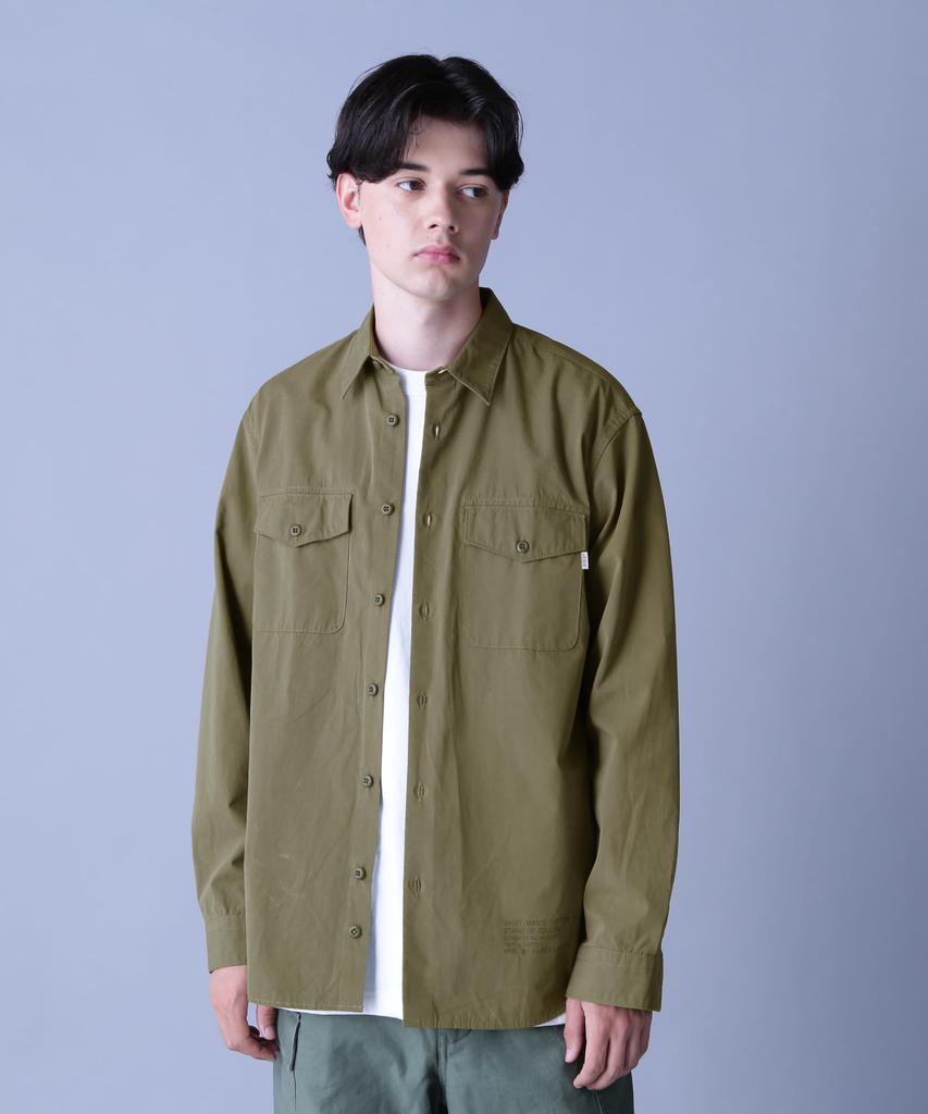 AVIREX BASIC ARMY POPLIN L/S SHIRT men's L 310 olive