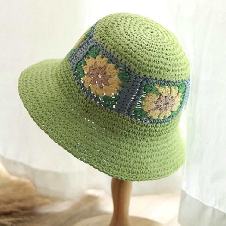Летняя солнцезащитная шляпа и солнцезащитный козырек, складная соломенная шляпа для пляжа, японская шляпа ручной работы с цветком для рыбалки, женская шляпа
