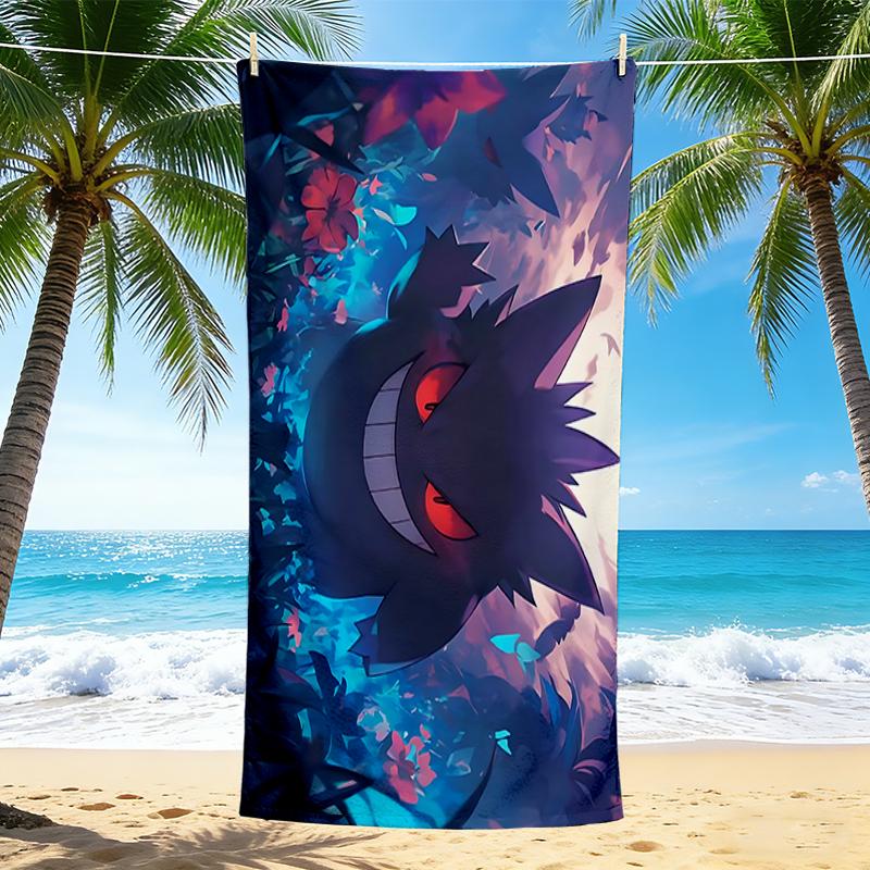 1Pc Gengar Dark Beach Towel Quick Dry Multiuse For Beach Pool Gym Yoga Home Travel Christmas Halloween Xmas Gift S1439