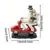 Resin Skeleton Figurine Skeleton Couple Ornament Skeleton Couple Figurine Riding Motorcycle Sculpture for Halloween Mantel Decor