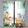 2Pcs Whimsical Cartoon Animal Safari Park Print Curtains Cartoon Safari Zoo Theme For Living Room Bedroom