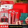 Pointed Scissors Paper Cutting Tool Set: Beginner's Craft Kit with Carving Knife and Engraving Mat