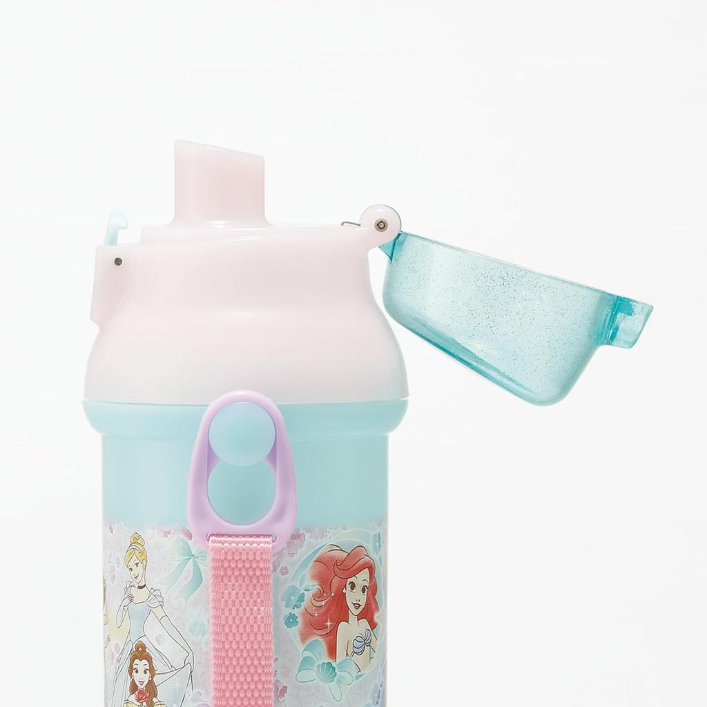 Skater Пластиковая бутылка для воды 480 мл, одно нажатие, антибактериальная, для детей, легкая, антибактериальная обработка, сделано в Японии, Disney Princess 25