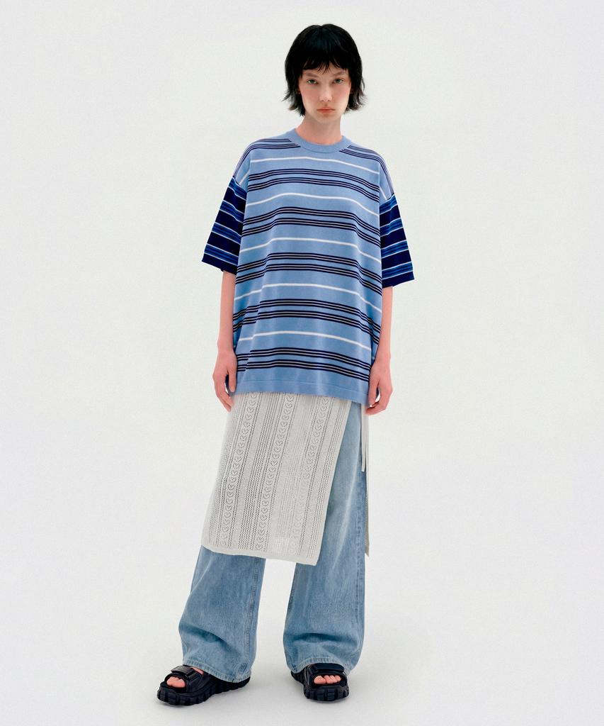 CUTZ Linen Crochet Layered Wrap Skirt