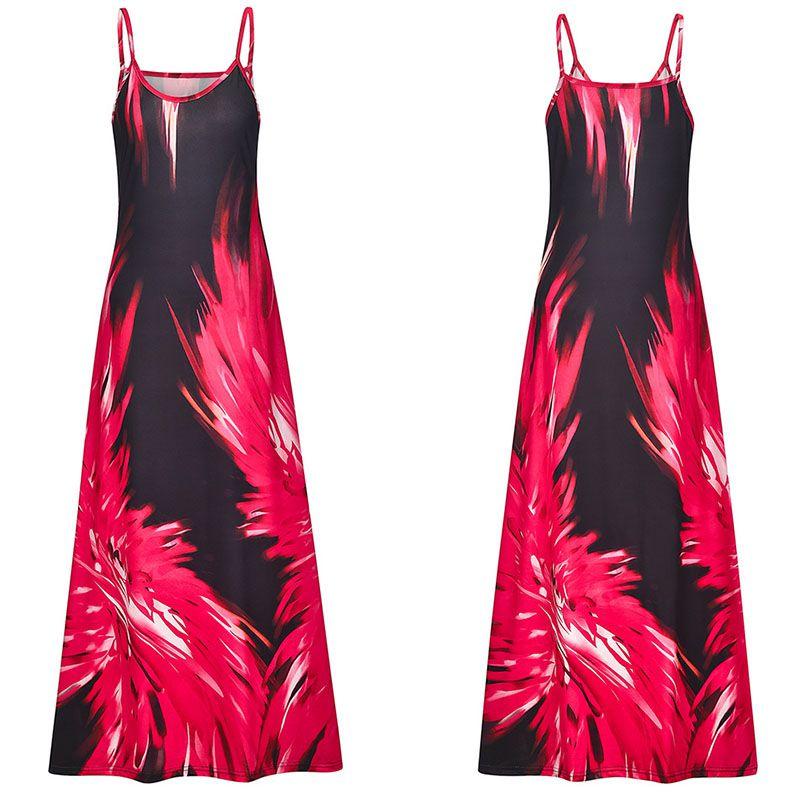 Элегантное женское летнее платье-кафтан на бретельках с цветочным принтом в стиле бохо, идеально подходящее для пляжных дней