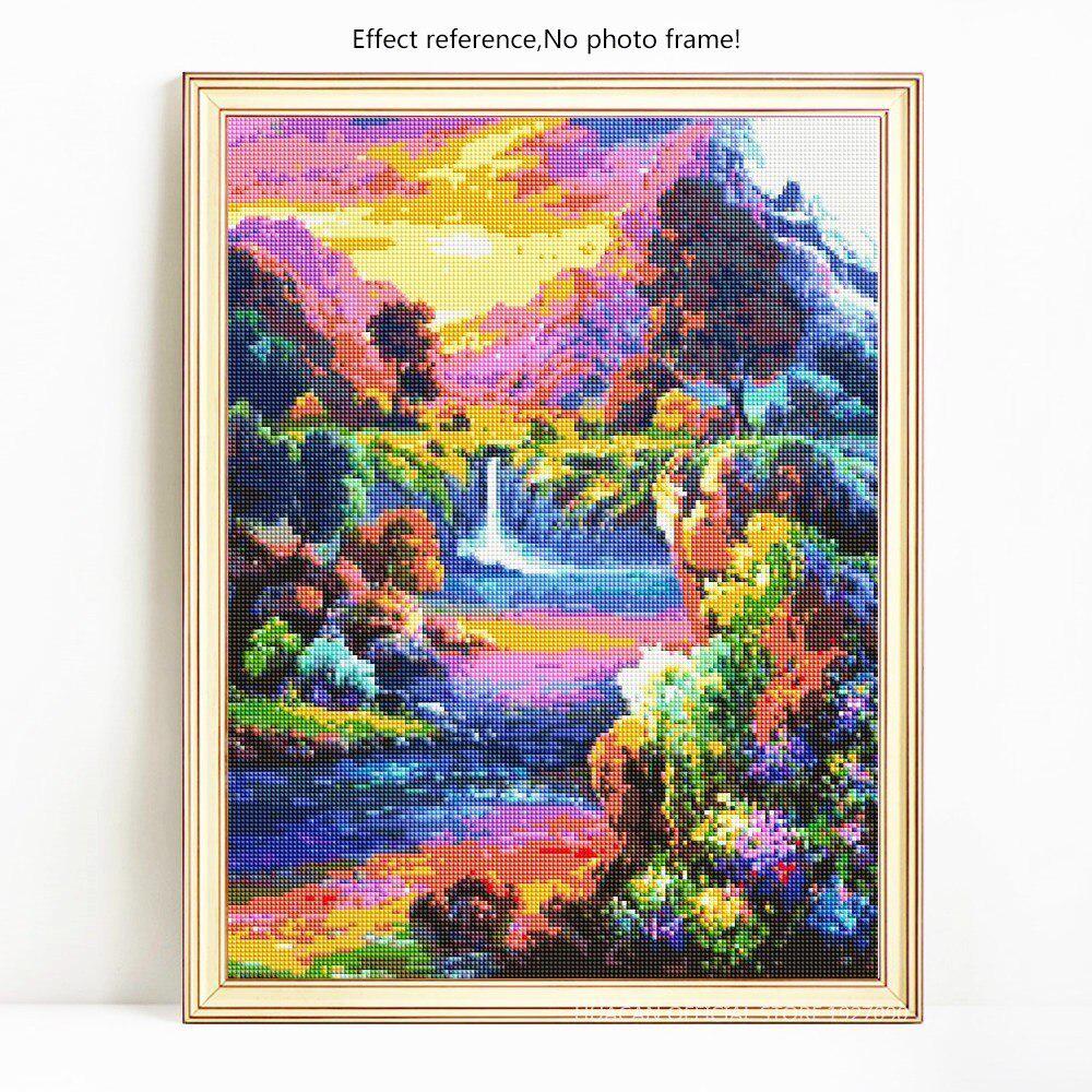 5D Diamond Mosaic Full Round Scenic Forest Embroidery Diamond Painting Sunset Rhinestone Pictures