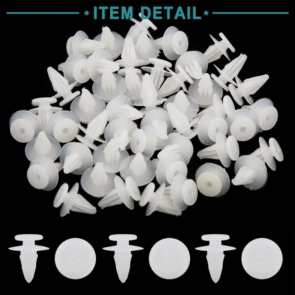 ACROPIX 50pcs Door Trim Panel Bumper Fender Fastener Splash Guard Push Rivet Retainer Clip 7mm White