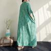 Dimanaf 2025 Plus Size Summer Women Long Dress Oversized Short Sleeve Loose Casual V-Neck Basic Printing Vintage Dress