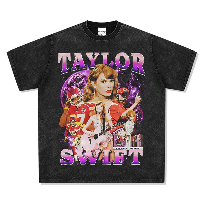 Swift Taylor Swift Printed Short Sleeve T-Shirt Washed Blockbuster Vinta