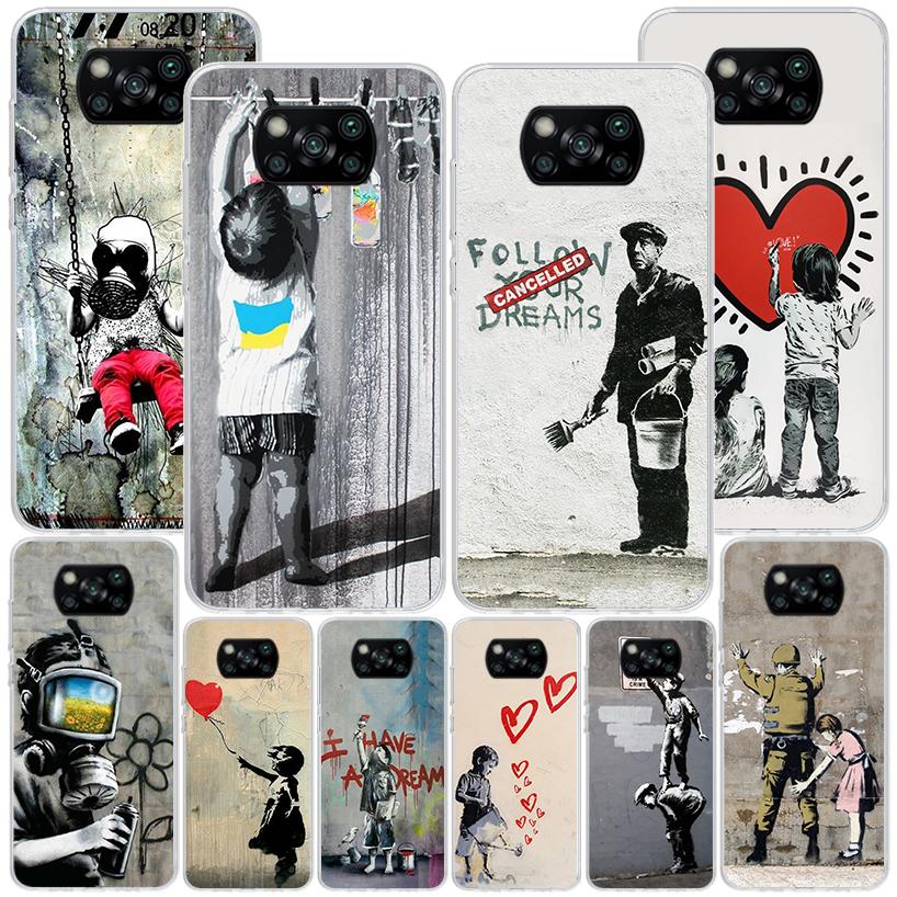 Street Art Banksy Graffiti Phone Case For Xiaomi Poco X7 X6 X5 Pro F7 Ultra Redmi 15C 15 13C 13 12C 12 10 10A 10C 9 9A 9C 9T Cov