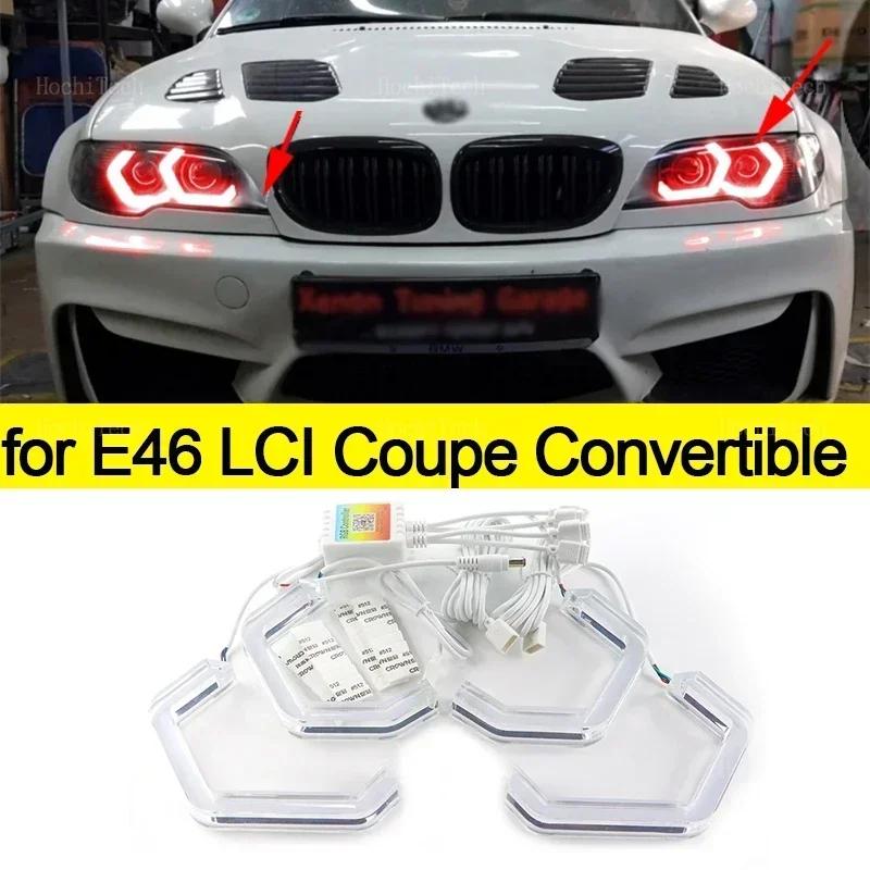 For BMW E46 Coupe Cabrio Convertible Facelift 2004-2006 RGB Colorful Angel Eyes Ring Led M4 Style APP Control Headlight DRL