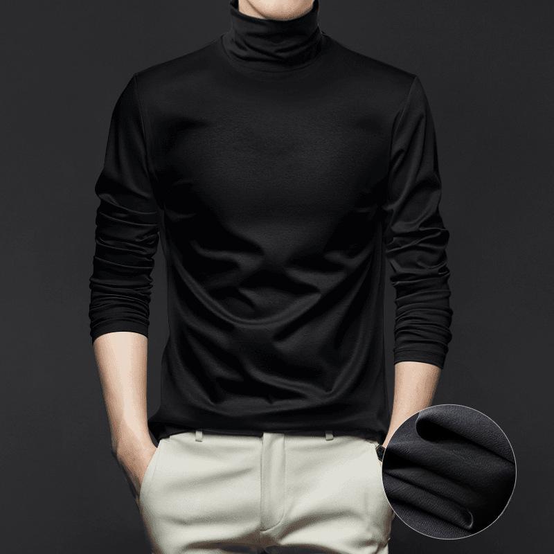 Футболка с высоким воротом из мерсеризованного хлопка с жидким аммиаком, мужская антистатическая футболка с длинными рукавами, не раздражающая кожу внутренняя часть, средний воротник