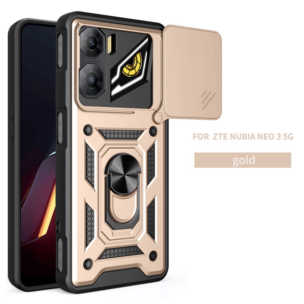 Чехол для ZTE nubia Neo 3 Чехол-крышка для ZTE nubia Neo3 Держатель с магнитным кольцом для nubia Neo3 Бронированный чехол для телефона Защита камеры со сдвижной крышкой Задняя крышка