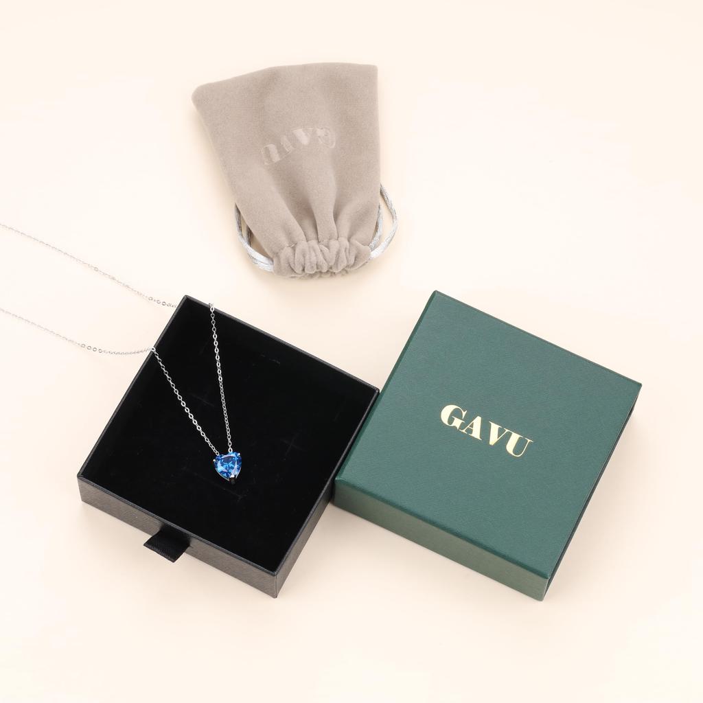 Сентябрьский камень Стерлинговое серебро 925 Ожерелье-сердце с бриллиантом CZ для женщин [GAVU]