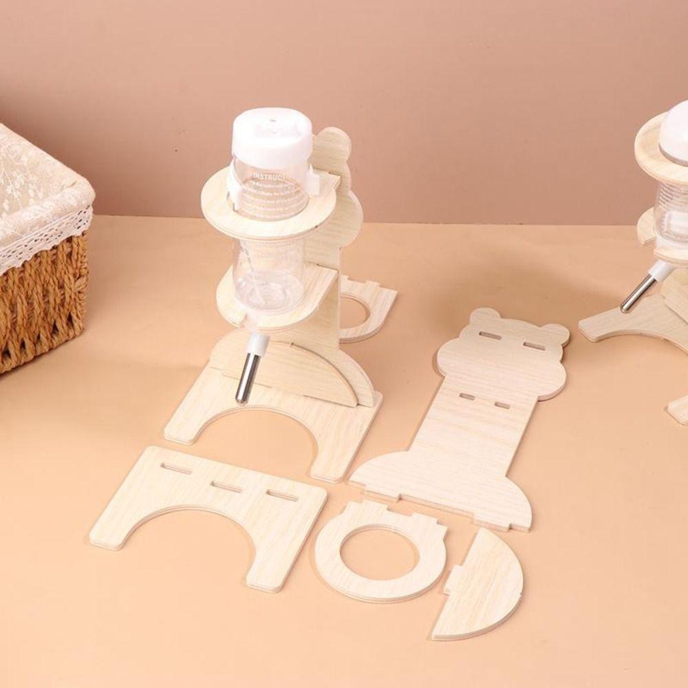 Wood Pet Drinking Bottle Holder Freestanding Base Hamster Water Bottle Pet Habitat Accessories