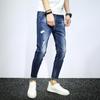 Хлопковые джинсы, мужские эластичные модные брендовые укороченные брюки на четыре сезона, мужские колготки для ног