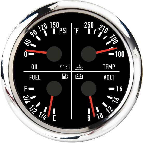 ZMFJH Auto Car Boat Multifunctional 80MM Gauge 10BAR,150PSI Oil Pressure+Water Temperature+Fuel Level Gauge+Voltage 7 Color LED