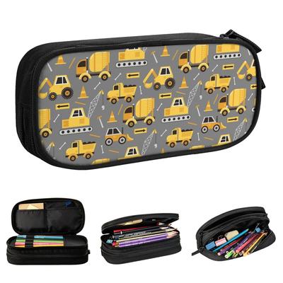 Excavators Construction Trucks Pencil Case Boy Loves Cartoon Pencil Pouch Pen Box for Student Bag Office Gifts Stationery
