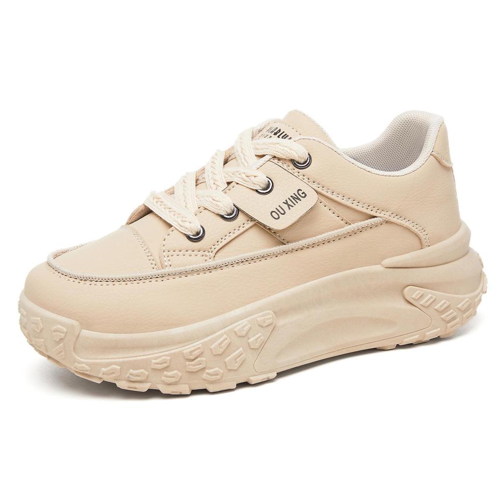 Fashion Spring White Platform Sneakers Women Shoes Anti-slip Leather Casual Shoes Thick Sole Ladies Shoes Height Increase Women Sneakers