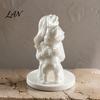 Easter Table Decorations 3D Printed Dog And Owner Figurine, Minimalist Bulldog Girl Statue, Pet Figurines Healing Hugging Sculpture for Home