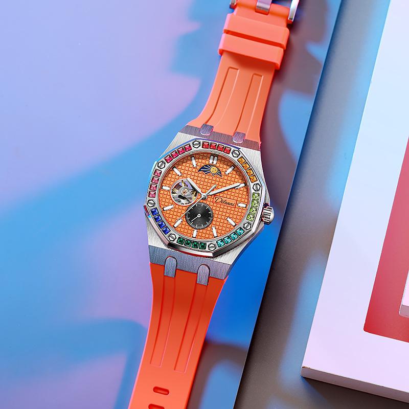 Fashion New Luxury Mechanical Watches Rainbow Drill Hollow Design Fully Automatic Mechanical Automatic Watch