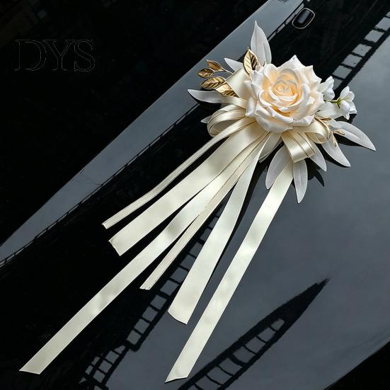 Шампанское Розовый Декор Ручки Автомобиля Свадебная Искусственная Роза, Цветок на Дверь Зеркало Заднего Вида Многоразовый Декоративный с Лентой Бантом, Присоска, Свадебный