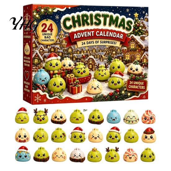 Stocking Stuffers for Kids 2026 Christmas Squeeze Toy Advent Calendar, 24-Day Dumpling Bun Fidget Anxiety Relief Toys Countdown Box, Soft TPR