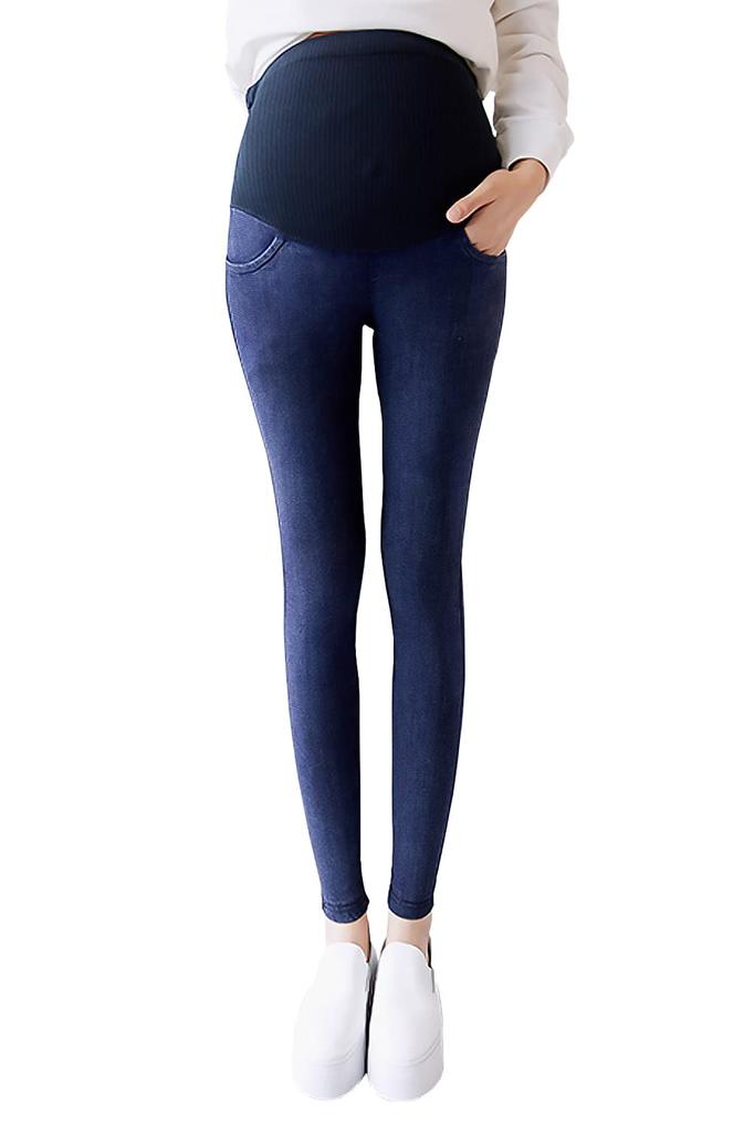 Angemy Maternity Pants Stylish Even During Adjustable Waist Pants Made with Denim Size Denim Skinny Maternity Wear [Stay Pregnancy!] Low-formaldehyde