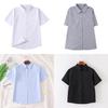 College Style Short Sleeve Shirt With Patching For Women Classroom Uniforms