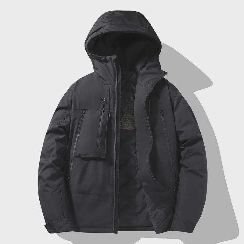 Модернизированная мужская куртка с капюшоном из графенового хлопка J91: Модный, ветрозащитный, водонепроницаемый, утолщенный дизайн для пар.