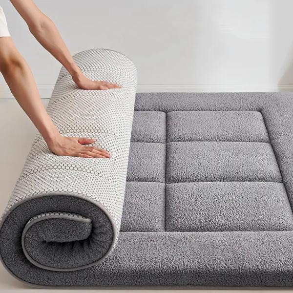 WTEMPO Bedroom Dormitory Single and Double People Padded Quilt Lamb Woolen Mattress Winter Thickened Warm Tatami Plush Cushion
