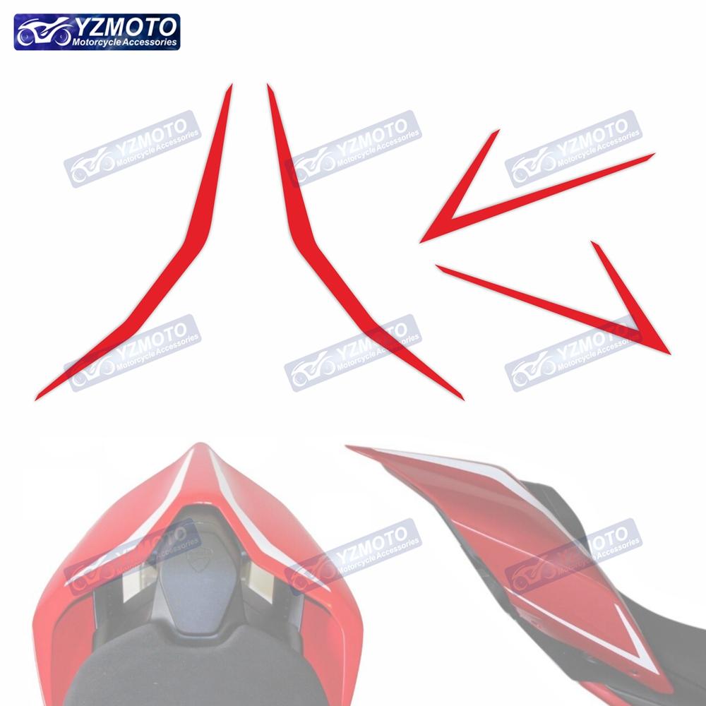Для мотоцикла Panigale V4 V4R V2 Наклейка на гоночное заднее оперение Красная линия Наклейка на заднее сиденье Водонепроницаемые светоотражающие наклейки