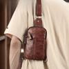 Men's Cowhide Chest Bag Fashion Chest Bag Men's Casual Crossbody Bag Simple Shoulder Bag Genuine Leather Chest Bag