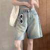 2024 винтажные синие джинсовые шорты, женская модная уличная одежда, прямые джинсы до колена, женские летние мешковатые джинсовые шорты с высокой талией