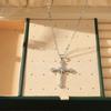 1pcs White Gold Necklace Ladies Cold Wind Set Glass Diamond Cross Copper Alloy