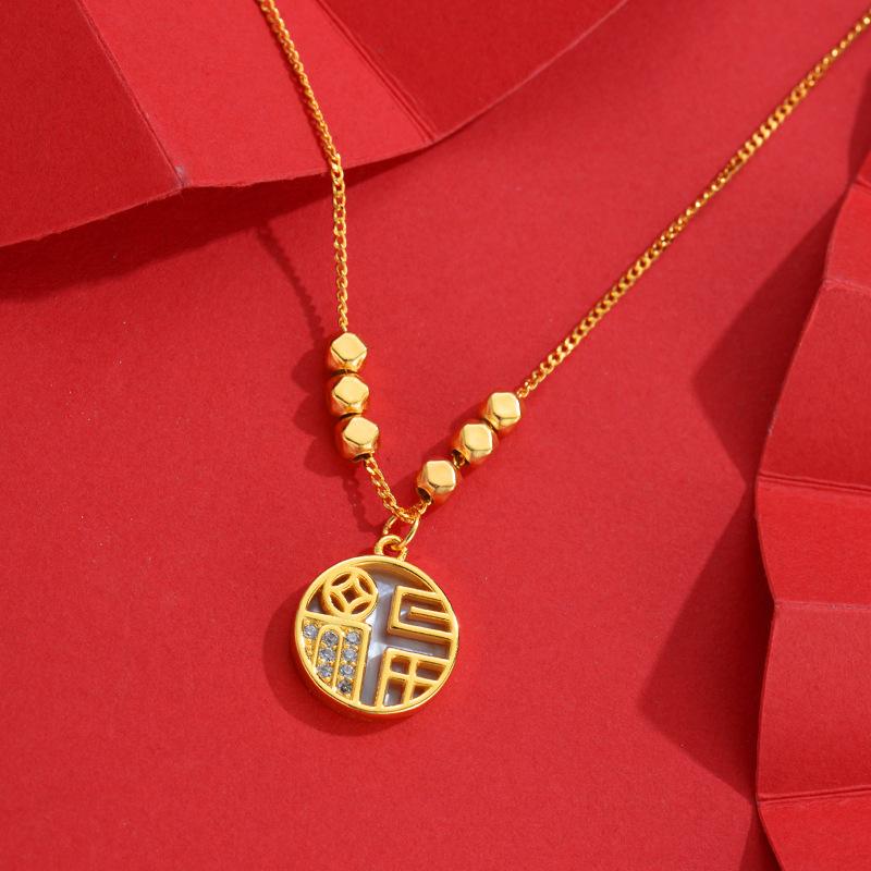 Бренд Guochaofeng Fu полон удачи, серебряная инкрустация S925, ретро-цепочка, ожерелье, женская цепочка для свитера, ювелирные изделия, мода