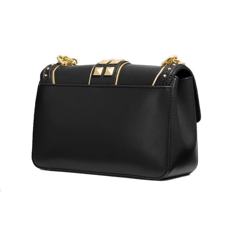 Michael Kors MK Soho Gold Buckle Flap Chain Fashion Studded Leather Synthetic Fabric Crossbody Shoulder Bag Large Women bags Black 30S1G1SL3U001