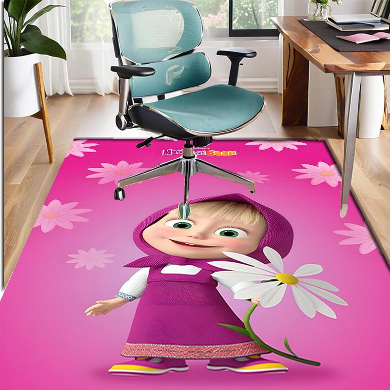 Masha and The Bear Pattern Rug, Indoor/Outdoor Mat, for Picnic, Gameroom, Bedroom, Office, Living Room, Home Decor Carpet, Birthday Gift
