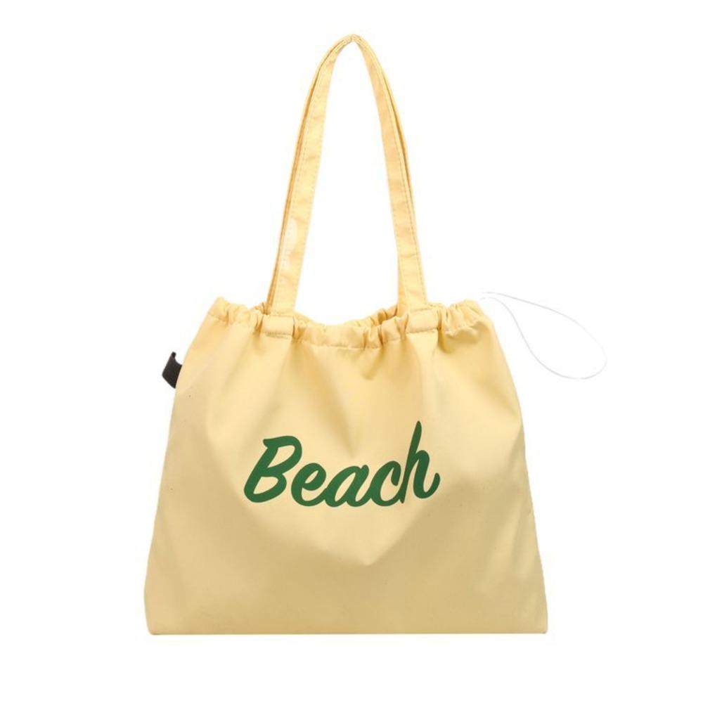 Вместительная сумка-тоут на кулиске, холщовая сумка с принтом букв, повседневная нейлоновая сумка через плечо для ежедневного использования