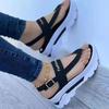 Women's Platform Thong Sandals, Solid Color Open Toe Non Slip Slingback Buckle Strap Shoes, Casual Sandals