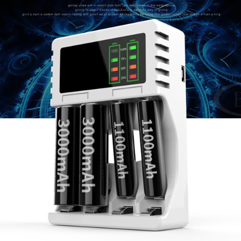 Интеллектуальное зарядное устройство с 4 слотами для быстрой зарядки аккумуляторов AA AAA NI-MH NI-CD