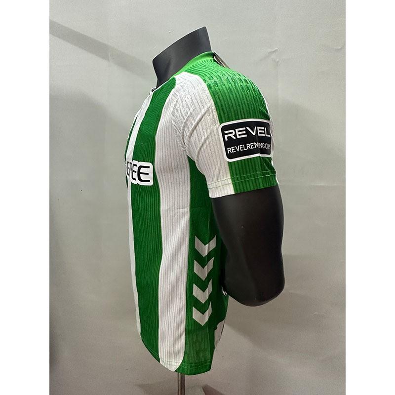 Mens Royal Betis Home Soccer Jersey Short Sleeve Football Shirt Breathable Bamboo Fiber Sportswear