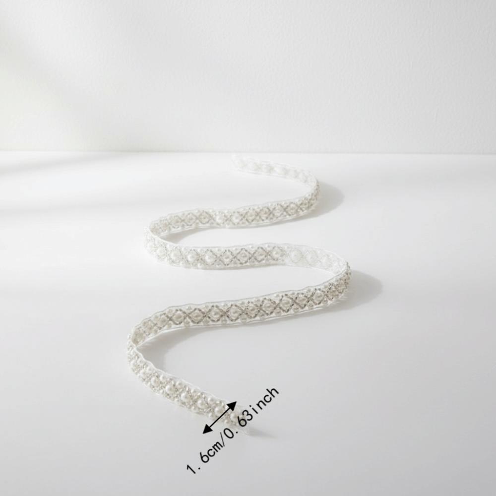 1pcs Ribbon Tape Pearl Beaded Trim Handmade Lace Beaded Fringe Trim DIY Craft Project