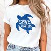 (Premium T-shirt)New Funny Protect The Ocean Save A Turtle Printed T-Shirts Fashion Women Short Sleeve Cool Summer Casual Tops