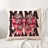 Leopard print with bow mama Cushion Cover Natural Linen Organic Fabric DoubleSided Printing Sofa Home Decor Gift Pillow Cover