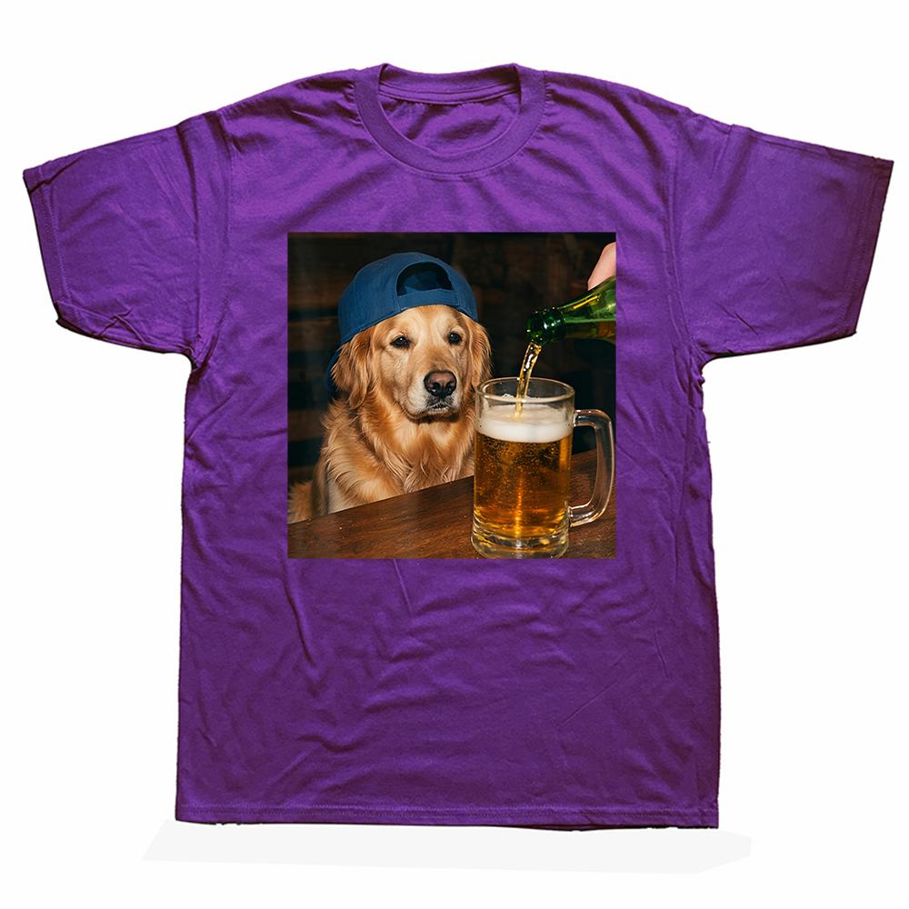 Golden Retriever Drinking Beer Funny Dog meme T-shirts Men Women's Fashion Casual Tshirt Loose Oversized Streetwear T Shirt