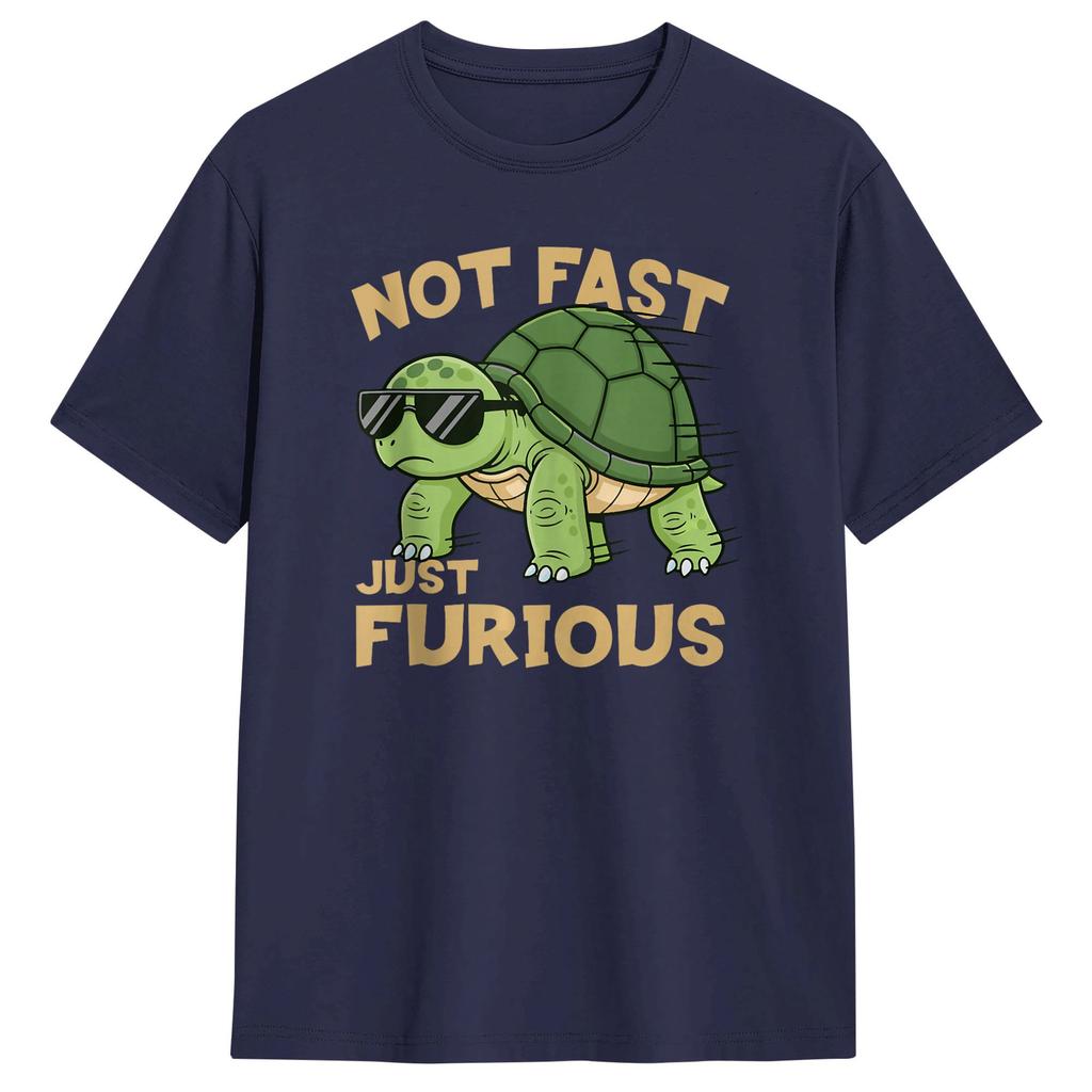 Vintage T Shirt Summer Not Fast Just Furious Turtle Funny Attitude Meme Trending TShirts Cotton Tee Shirt Unisexs Classic Clothes
