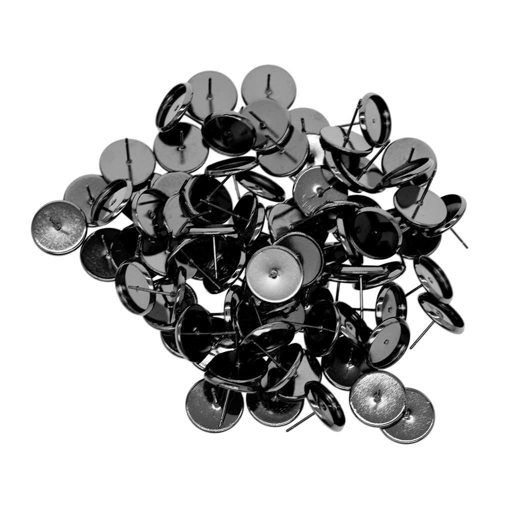 100шт Заготовки для сережек-пусетов Кабошон Пустой ободок для установки основания Золотой 12мм