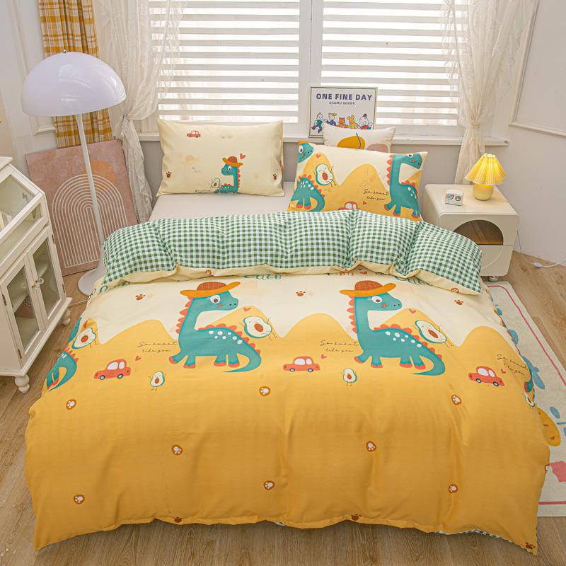 Cartoon Animal Rabbit Bear Duvet Cover Girls Strawberry Floral Bedding Set Reversible Kawaii Comforter Cover With 2 Pillowcase